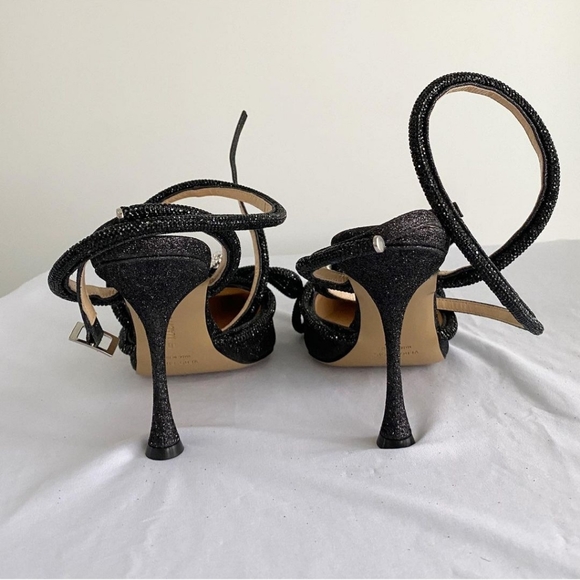 Mach & Mach Glitter Double Crystal Bow Pointed Toe Pump Size 40 - Picture 4 of 4